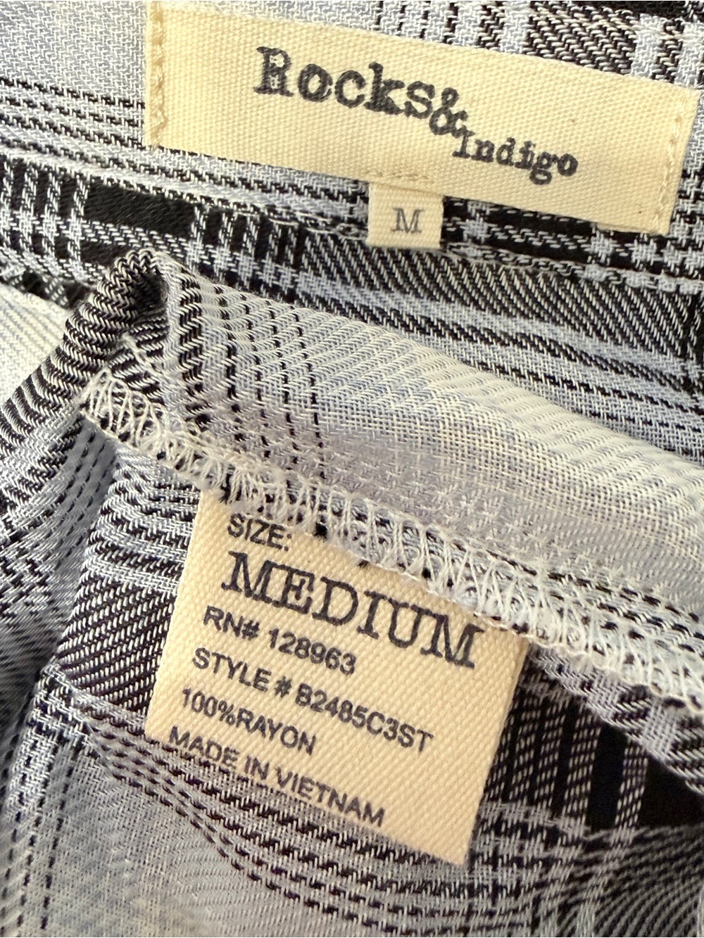#21) Women’s Black & White Plaid Ruffle Button-Down Shirt - Picture 5 of 5